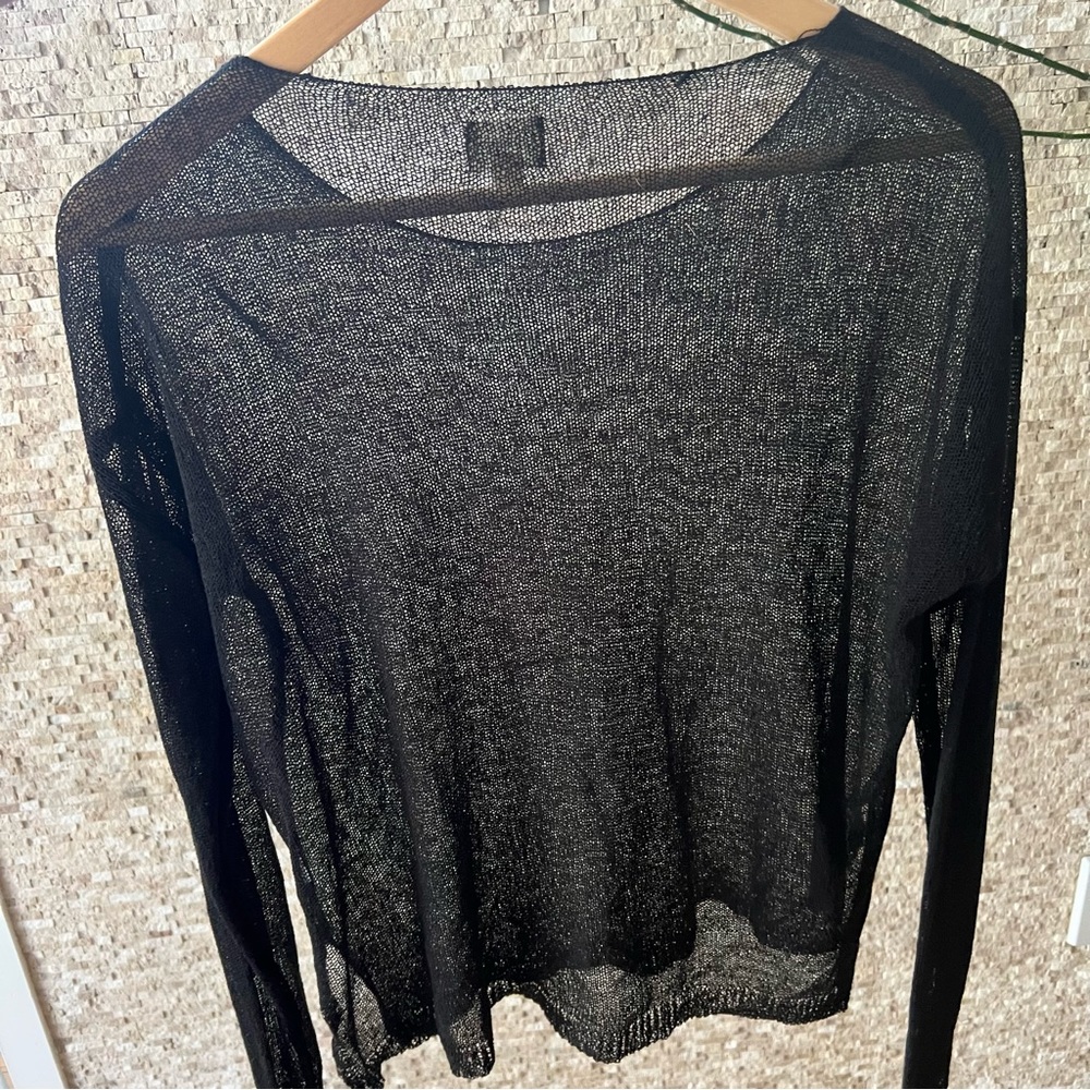 Black mesh / sheer long sleeve top